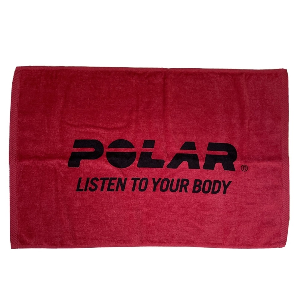POLAR WATCH SPORT TOWEL RED COTTON PRO TOWELS LISTEN TO YOUR BODY LOGO 24”x15.5”